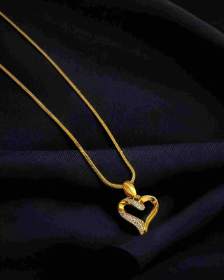 Sweet Cute Only Yours Locket with Chain - AD Pendant Set | Set Full View | Buy Online India | Zevarly