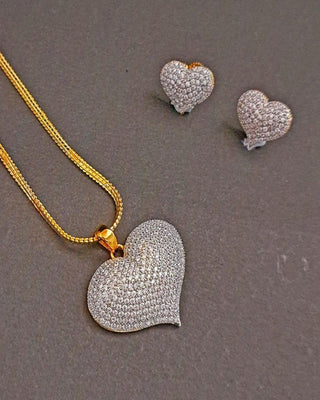Sweet Forever Love Pendant with Studs - AD Pendant Set | Pendant Close-Up | Buy Online India | Zevarly
