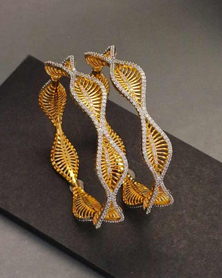 Swirl Designer Bangles Set - AD Bangles | Side Angle View | Buy Online India | Zevarly