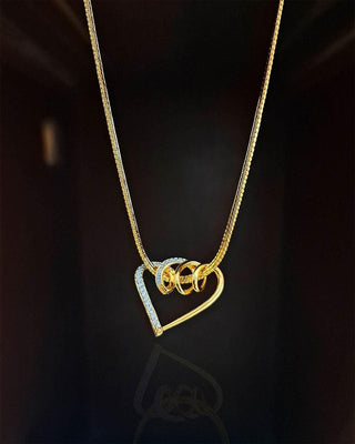 Swirl Heart Designer Locket with Chain - AD Pendant Set | Model Wearing View | Buy Online India | Zevarly