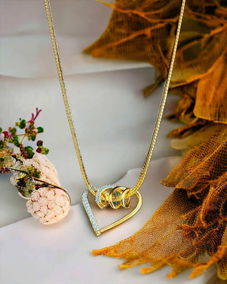 Swirl Heart Designer Locket with Chain - AD Pendant Set | Pendant Close-Up | Buy Online India | Zevarly