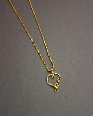 Symbol Of Love Locket with Chain - AD Pendant Set | Set Full View | Buy Online India | Zevarly