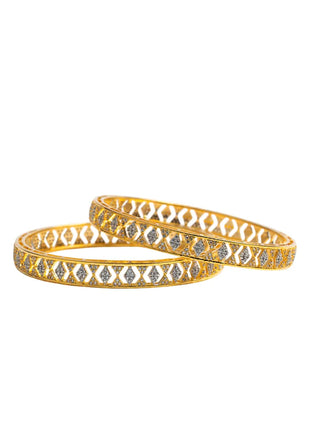 Tanirika Gold Plated Bangles - AD Bangles | Bangle Set Close-Up | Buy Online India | Zevarly