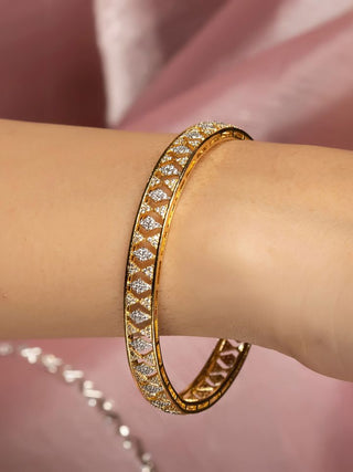 Tanirika Gold Plated Bangles - AD Bangles | Model Wearing View | Buy Online India | Zevarly