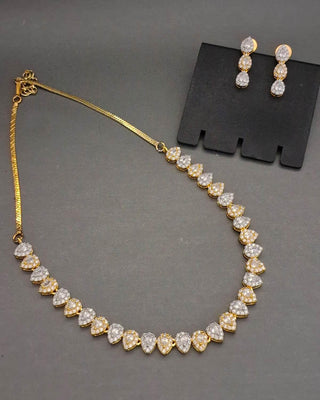 Tanvi Drop Fine Micro Setting Necklace Set - AD Necklace Set | Necklace Close-Up | Buy Online India | Zevarly