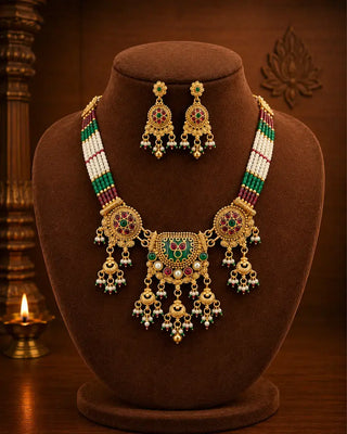 Regal Temple Matt Gold Bridal Jewellery - SreeDhara