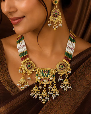 Regal Temple Matt Gold Bridal Jewellery - SreeDhara