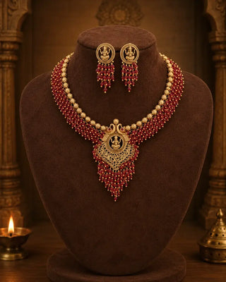 Grand Ruby Heirloom Temple Necklace Design - Aayushree