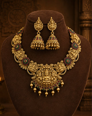 Divine Majestic Temple Choker Necklace Set - Ishumati