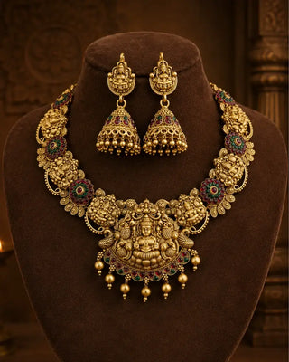 Divine Majestic Temple Choker Necklace Set - Ishumati