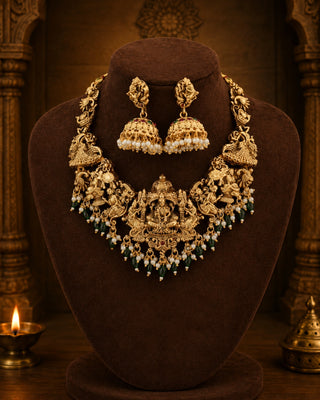 Ethnic Temple Statement Bridal Necklace Set - Amoli