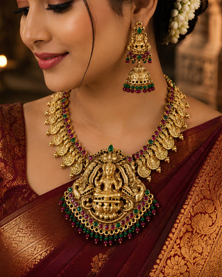 Traditional Goddess Temple Art Bridal Set - Nayantara
