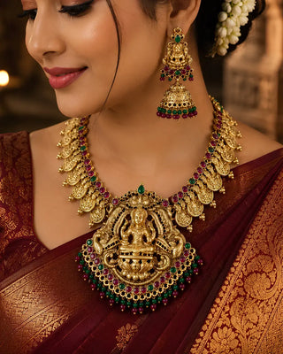 Traditional Goddess Temple Art Bridal Set - Nayantara