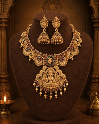 Classic Fusion South Temple Necklace Set- Sridevi