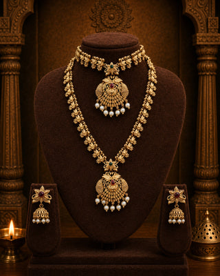 Premium Ethnic Golden Matt Bridal Set- Amara