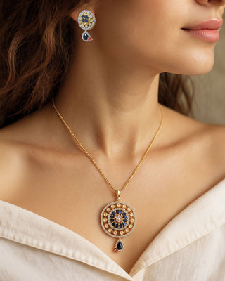 Timeless Treasure Pendant Set - AD Pendant Set | Main Product View | Buy Online India | Zevarly