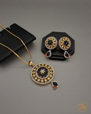 Timeless Treasure Pendant Set - AD Pendant Set | Pendant Close-Up | Buy Online India | Zevarly