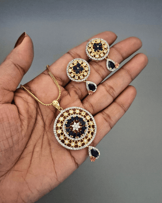 Timeless Treasure Pendant Set - AD Pendant Set | Full Set View | Buy Online India | Zevarly