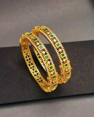 Tisha Openable Bangles - AD Bangles | Side Angle View | Buy Online India | Zevarly
