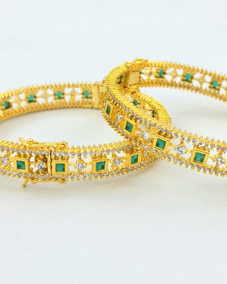 Tisha Openable Bangles - AD Bangles | Side Angle View | Buy Online India | Zevarly