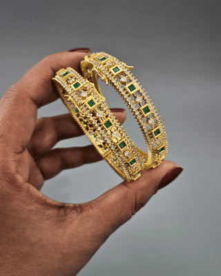 Tisha Openable Bangles - AD Bangles | Side Angle View | Buy Online India | Zevarly