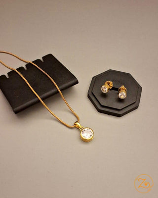 Twinkling Star Pendant Set - AD Pendant Set | Full Set View | Buy Online India | Zevarly
