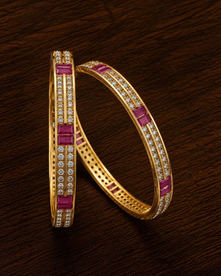Channel Setting Tradional Ruby Bangle - Durefisan