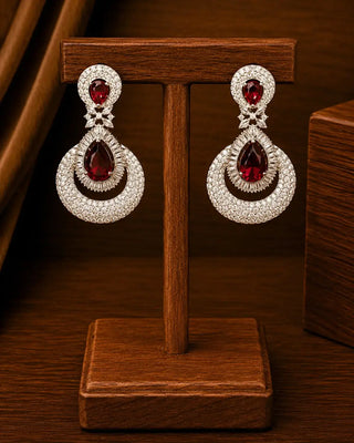 Shimmering Hydro Ruby Ad Earrings - Rukmani