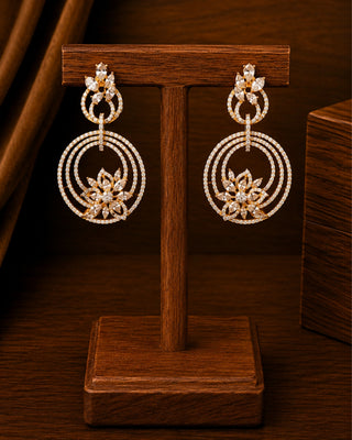 Zevarly Lunar Grace AD floral Earrings