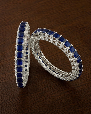 Broad Blue Wedding Designer Bangle - Ananya