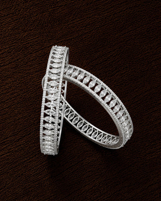 Zevarly Drishti Silver Plated AD Bangles