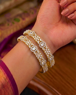 Premium Wedding Wear Sparkling CZ Bangles - Idhika