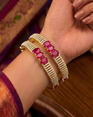 Designer Ruby Color AD Bangles - Fiona