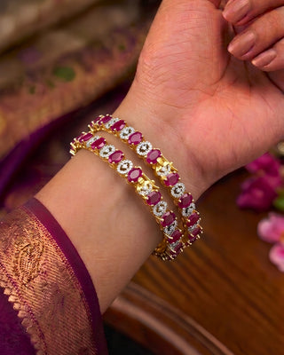 Royal Ruby Openable Bangles - Sahana