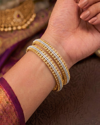 Gold Plated Indo Western Radiant AD Bangles -Fahima