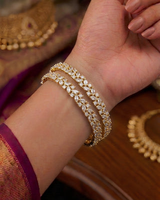 Zevarly Dakshya Floral AD Bangles