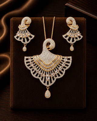 Zevarly Luminous Peacock Pendant Set