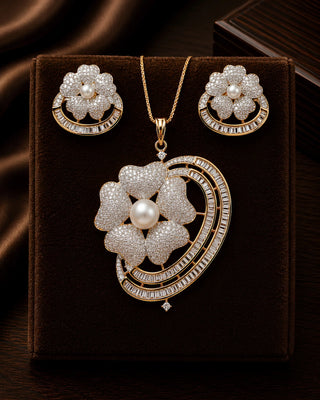Zevarly Floral Petals Pendant Set -Avyukti