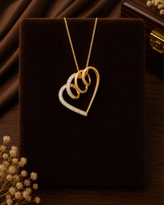 Zevarly Swirl Heart Designer Locket with Chain