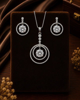 Zevarly Archana Gemstone Silver Pendant Set