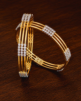 Zevarly Ekta Three Line AD Bangles