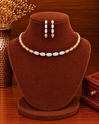 Italian Look Solitare Style Necklace Set - Kiyansha