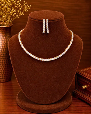 Sparkling Solitare Star Grade CZ Necklace Set - Reena