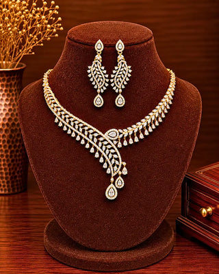 Majestic Cz Partywear Necklace Set - Sania - AD Necklace | Zevarly (Image 1)