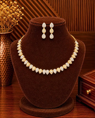 Fine Pear Solitare Stylish Necklace Set - Shobhita