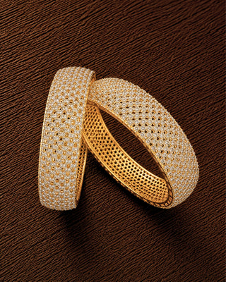 Zevarly Alika Stylish TwoTone Gold Plated AD Bangles