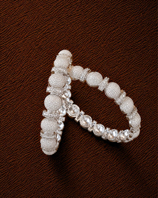 Zevarly Shiza American Diamond Silver Plated Bangles