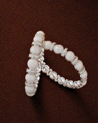 American Diamond Silver Plated Bangles - Shiza