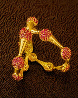 Ruby Gold Plated American Diamond Bangles - Nura