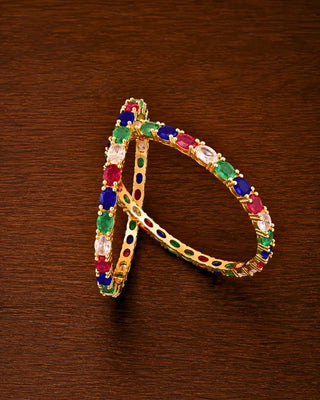American Diamond Bangles Multi Color - Jivika